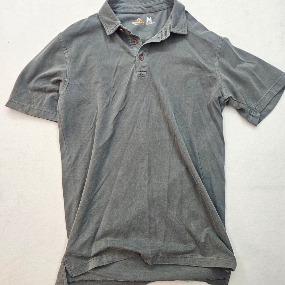 Ridgecut Polo‎ Shirt Mens Medium Gray Excellent Short Sleeve Pique Toughwear
